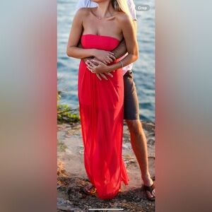 Red Strapless Dress Size S